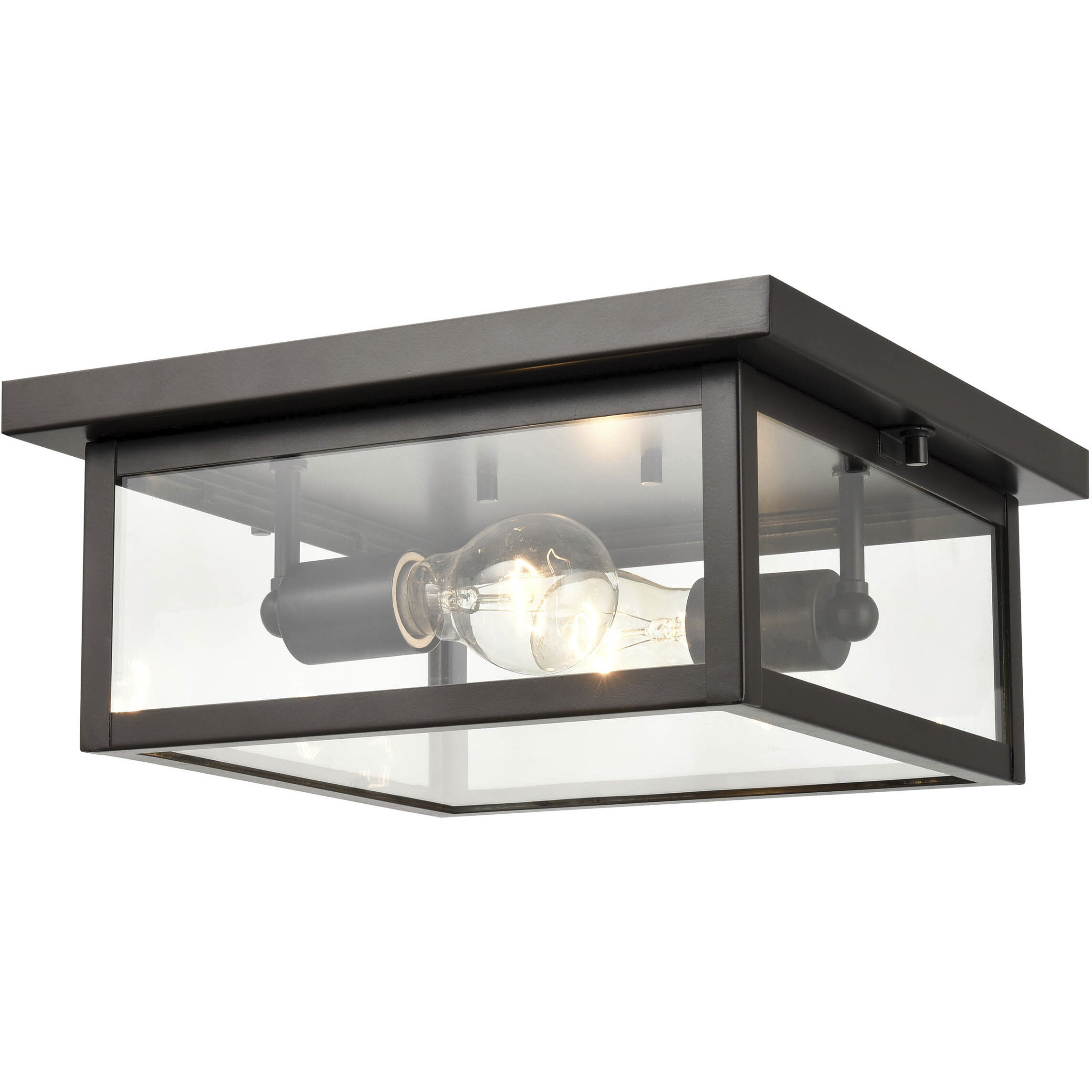 Evanton 2 Light 12 inch Powder Coated Bronze Outdoor Flush Mount